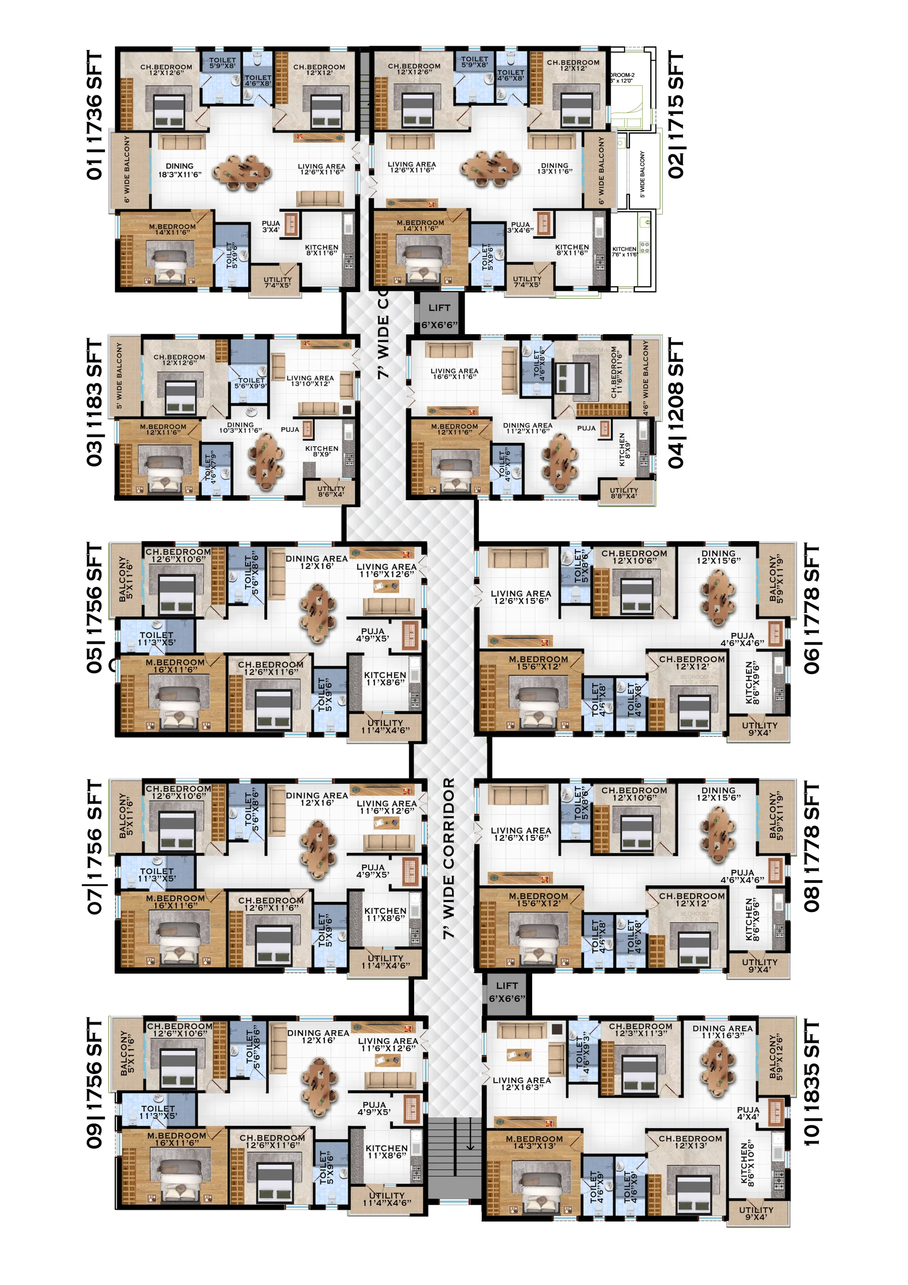 Block Kush Site Plan — 10 Units per Floor